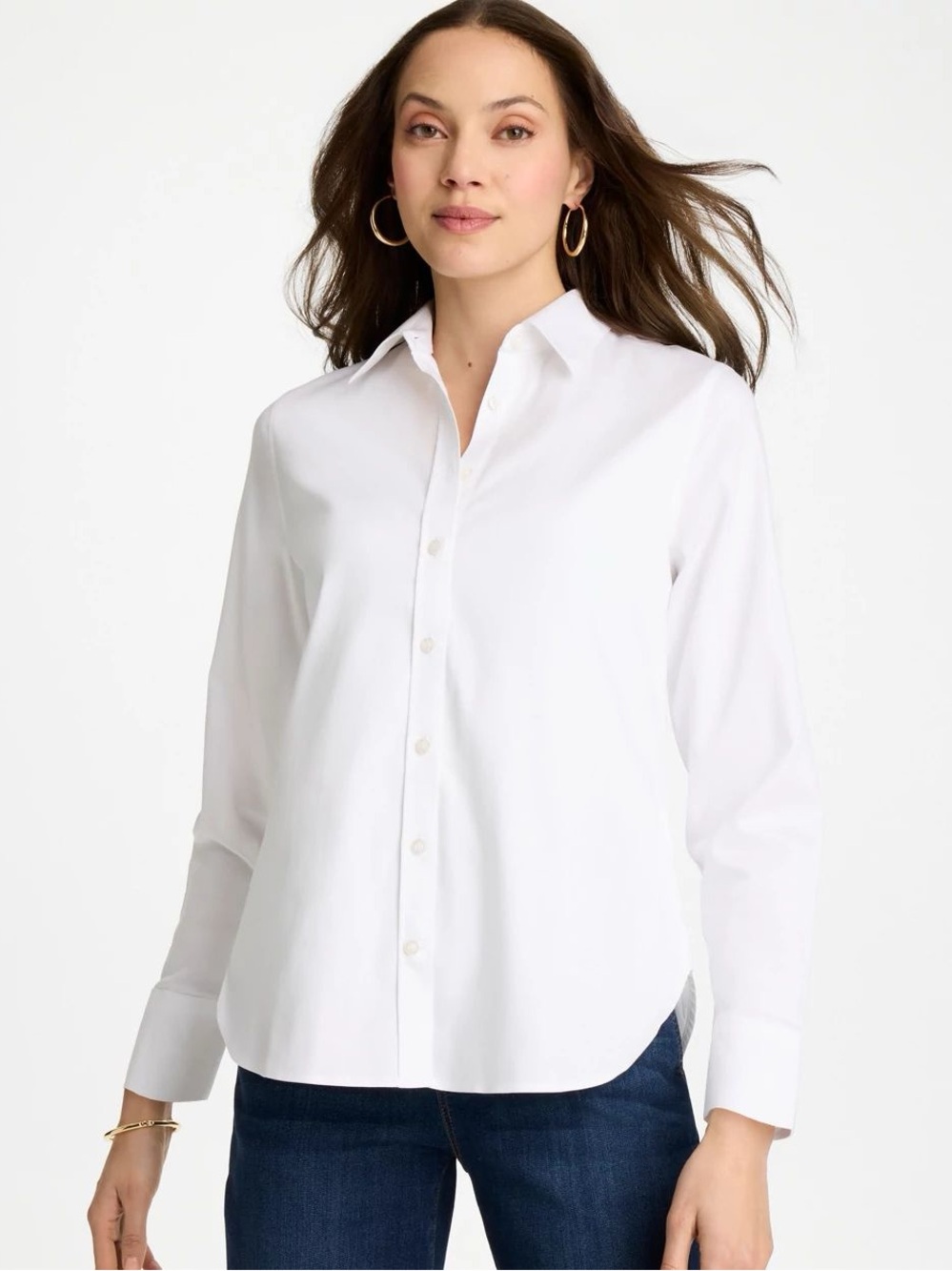 Chico’s optic white no iron long sleeve button down shirt size 3